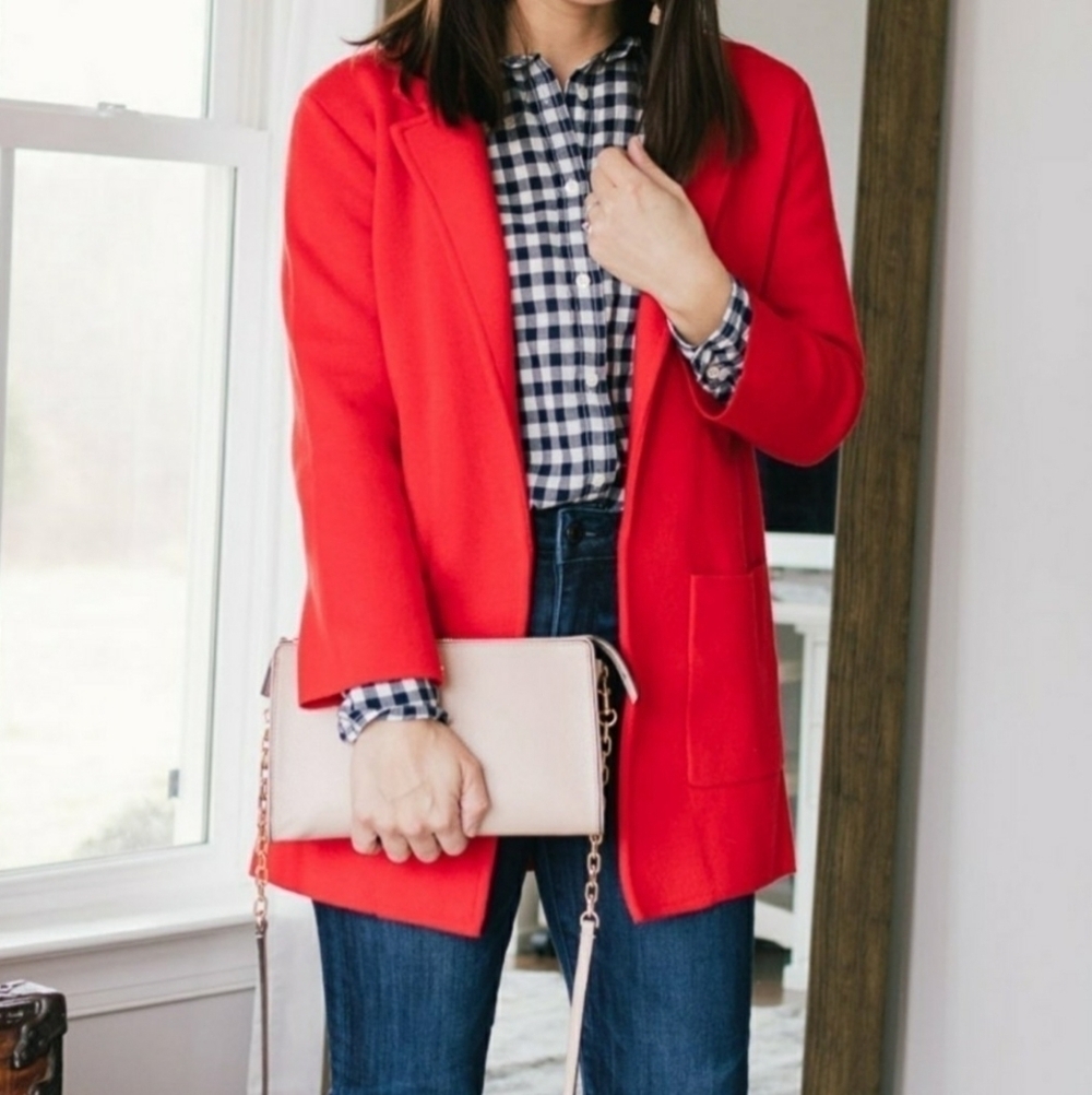 🔥J. CREW Merino Wool Blend Sophie 365 Open Front Sweater Blazer, Size S